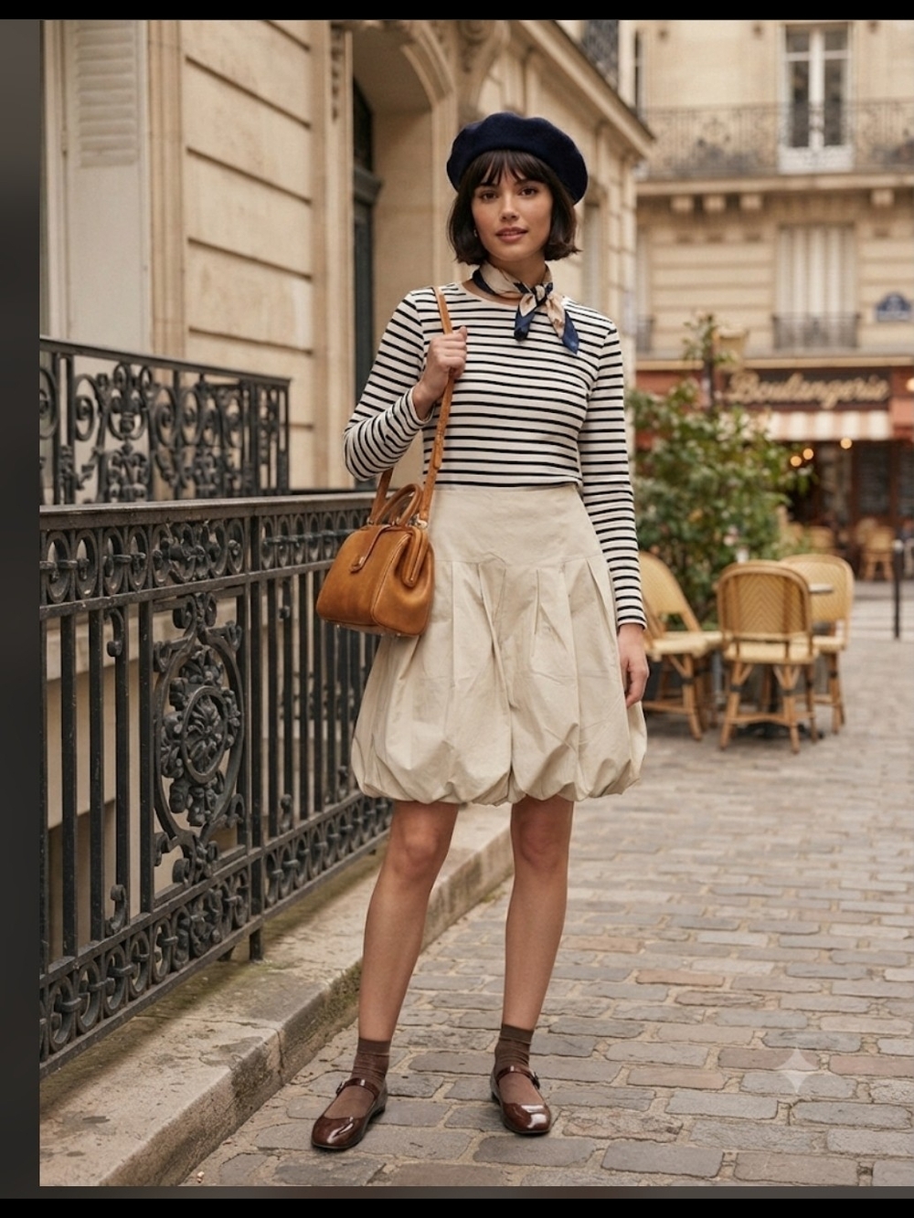 Classic Sandwich Bubble Skirt in Cream